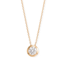 16" + 2" 14 Karat Gold Plated Floating 6mm Lab Grown Diamond Slide Necklace