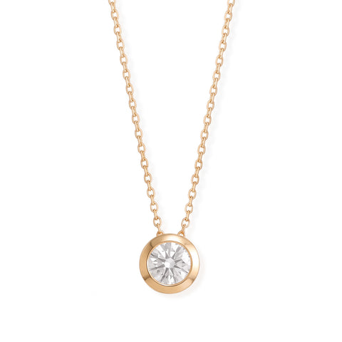 16" + 2" 14 Karat Gold Plated Floating 6mm Lab Grown Diamond Slide Necklace