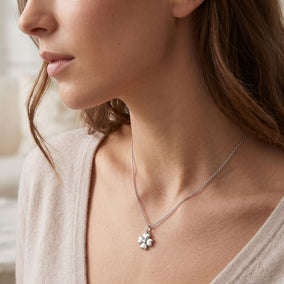 16" + 2" Rhodium Plated Lucky Clover Lab Grown Diamond Necklace