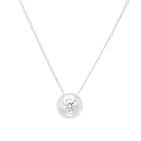16" Floating 6mm Bezel Set CZ Necklace