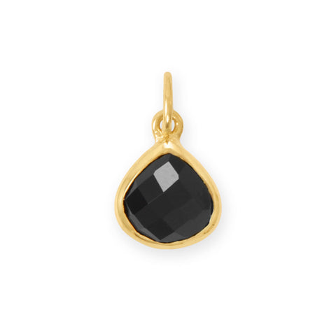 14 Karat Gold Plated Pear Black Onyx Charm