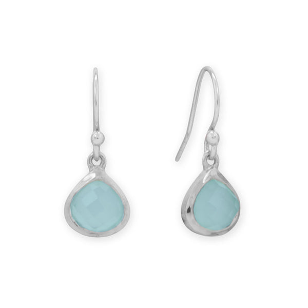 Rhodium Plated Pear Blue Chalcedony Charm - Wholesale Silver Jewelry ...