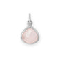 Rhodium Plated Pear Rose Quartz Charm