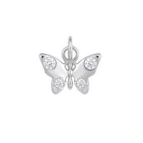 Dainty Rhodium Plated CZ Butterfly Charm