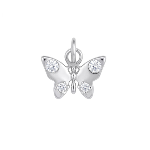 Dainty Rhodium Plated CZ Butterfly Charm