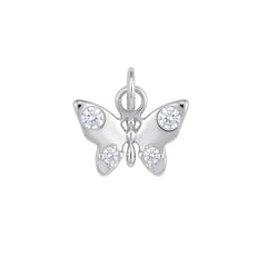 Dainty Rhodium Plated CZ Butterfly Charm