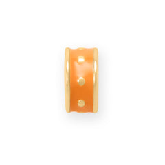 14 Karat Gold Plated Orange Enamel Inlay Dotted Wheel Bead Charm