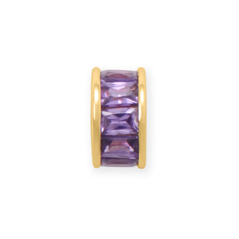 14 Karat Gold Plated CZ Birthstone Wheel Bead Charms (January-December)