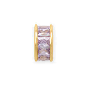 14 Karat Gold Plated CZ Birthstone Wheel Bead Charms (January-December)
