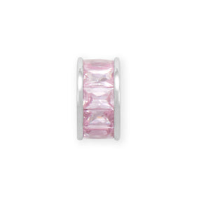 Rhodium Plated CZ Birthstone Wheel Bead Charms (January-December)