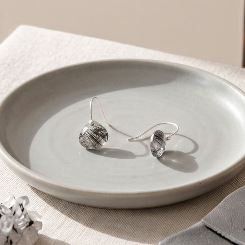 Faceted Pear Tourmalated Quartz Drop Earrings
