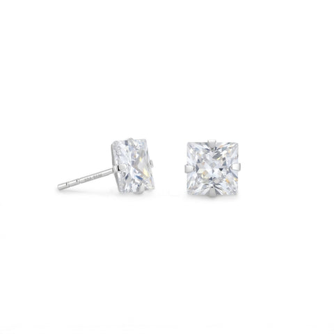 6mm Square CZ Stud Earrings
