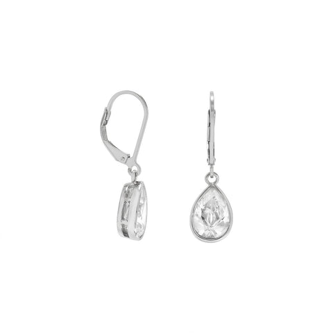 Rhodium Plated CZ Drop Earrings