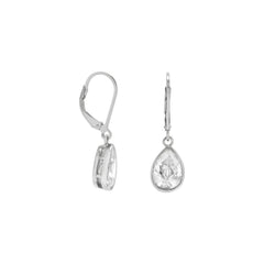 Rhodium Plated CZ Drop Earrings