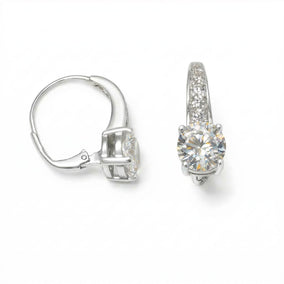 Rhodium Plated Graduated CZ Lever Back Earrings