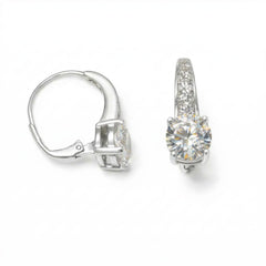 Rhodium Plated Graduated CZ Lever Back Earrings