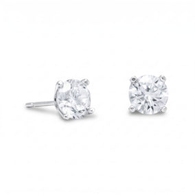 Rhodium Plated 6mm CZ Stud Earrings