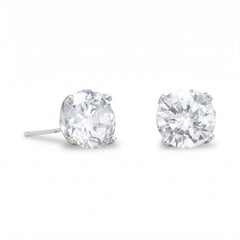 Rhodium Plated 8mm CZ Stud Earrings