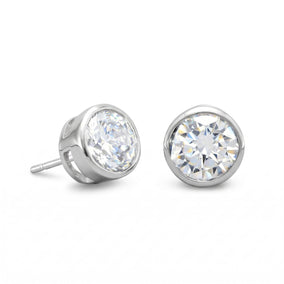 4mm Bezel Set CZ Stud Earrings