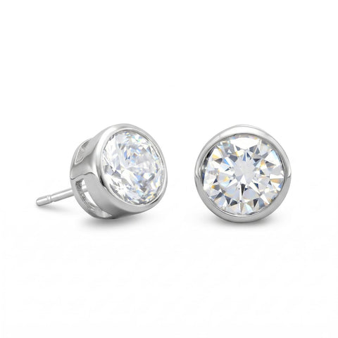 4mm Bezel Set CZ Stud Earrings