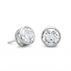 4mm Bezel Set CZ Stud Earrings