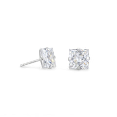 7mm CZ Square Earrings
