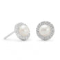 Cultured Freshwater Pearl and CZ Earrings