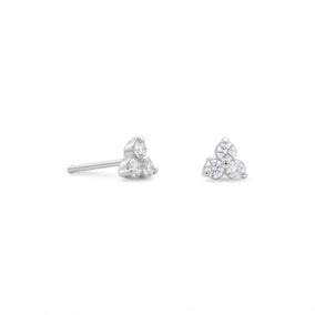 Tri Shape CZ Stud Earrings