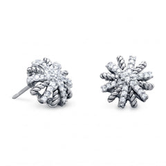 Domed CZ Starburst Earrings