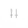Rhodium Plated Hoop Earrings with CZ Cross
