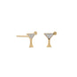 14 Karat Gold Plated CZ Martini Stud Earrings