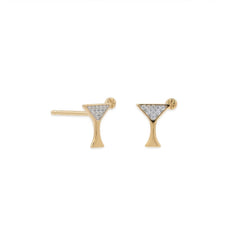 14 Karat Gold Plated CZ Martini Stud Earrings