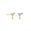 14 Karat Gold Plated CZ Martini Stud Earrings