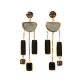 14 Karat Gold Plated Multi Stone Post Earrings