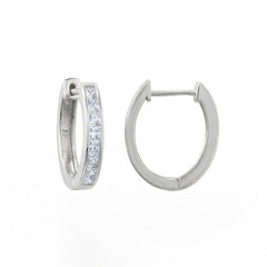 Rhodium Plated CZ Hoop Earrings
