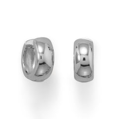 Rhodium Plated Wide Huggie Hoop Earrings