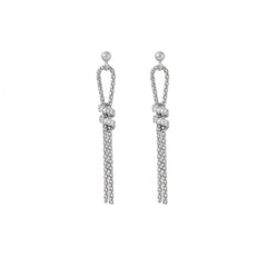 Italian Rhodium Plated CZ and Coreana Chain Earrings