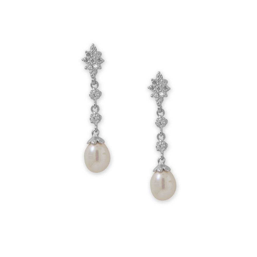 ☆HEI☆ sv925 pearl drop earring HE24WIESW119XXFR CZ and Cultured Freshwater Pearl Drop Earrings - Wholesale