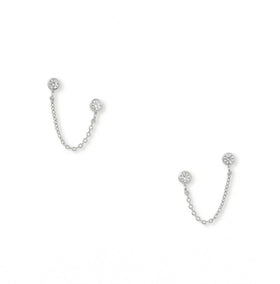 Round CZ Double Post Earrings