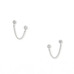 Round CZ Double Post Earrings