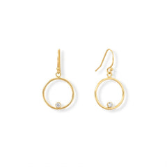 14/20 Gold Filled 15mm Circle with CZ Earrings