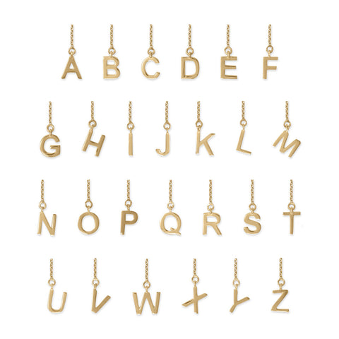 14 Karat Gold Plated Initial Threader Earrings (A-Z)