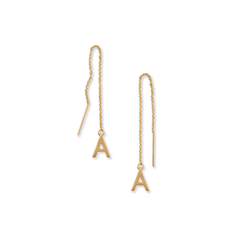 14 Karat Gold Plated Initial Threader Earrings (A-Z)