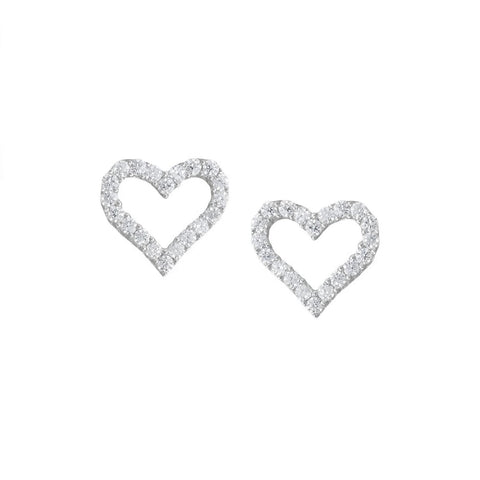 CZ Heart Outline Earrings