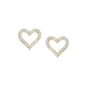 14 Karat Gold Plated CZ Heart Outline Earrings