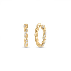 14 Karat Gold Plated CZ Full Twist Hoop Earrings