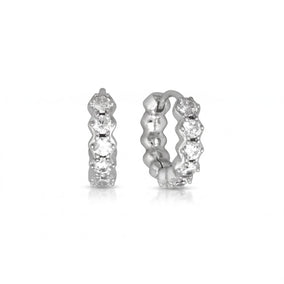 Rhodium Plated 10mm CZ Hoop Earrings