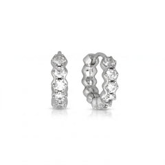 Rhodium Plated 10mm CZ Hoop Earrings