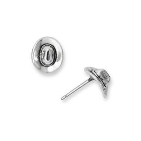 Oxidized Cowgirl Hat Stud Earrings