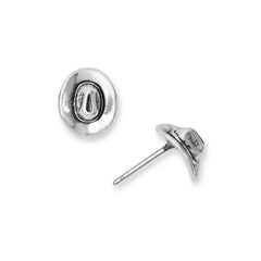 Oxidized Cowgirl Hat Stud Earrings